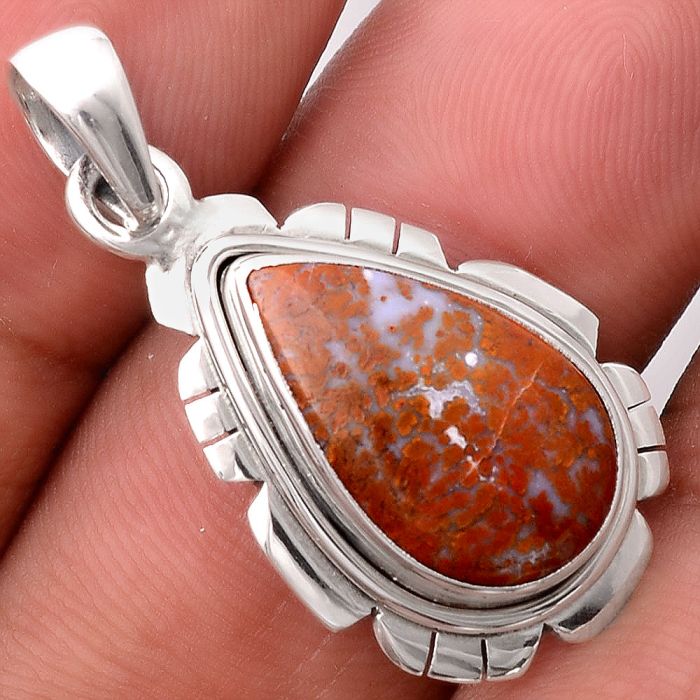 Natural Red Moss Agate Pendant SDP87280 P-1179, 11x18 mm