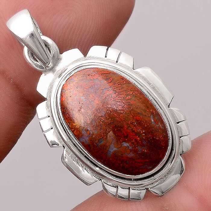 Natural Red Moss Agate Pendant SDP87290 P-1179, 11x17 mm