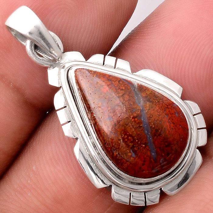 Natural Red Moss Agate Pendant SDP87307 P-1179, 12x19 mm