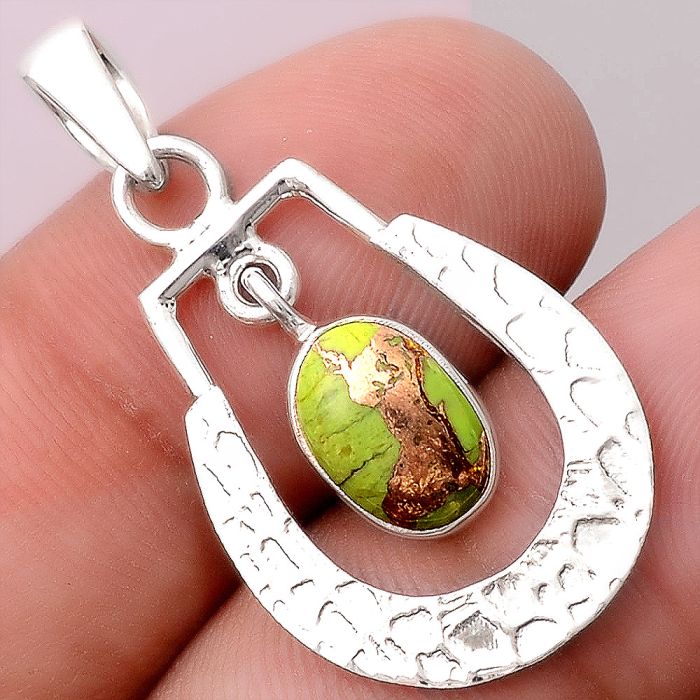 Copper Green Turquoise - Arizona Pendant SDP87369 P-1343, 7x10 mm