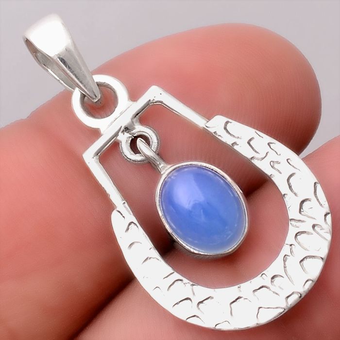 Natural Blue Chalcedony Pendant SDP87403 P-1343, 7x9 mm