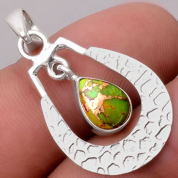 Copper Green Turquoise - Arizona Pendant SDP87408 P-1343, 7x10 mm