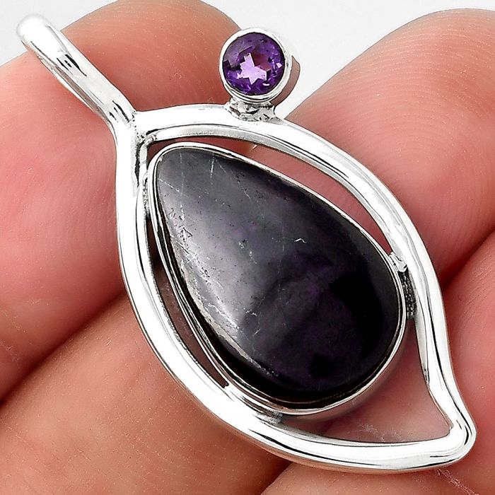 Black Onyx - Brazil and Amethyst Pendant SDP87461 P-1640, 12x19 mm