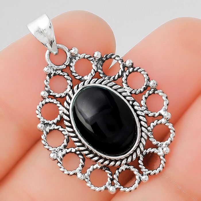 Natural Black Onyx - Brazil Pendant SDP87773 P-1009, 10x14 mm