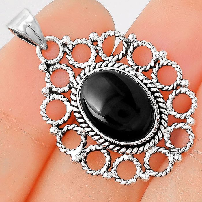 Natural Black Onyx - Brazil Pendant SDP87826 P-1009, 10x14 mm