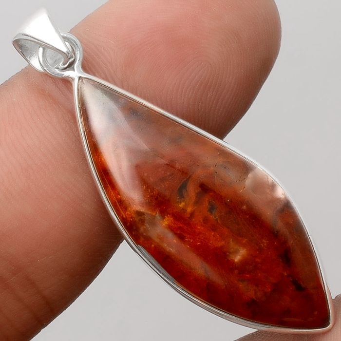 Natural Red Moss Agate Pendant SDP88199 P-1001, 14x34 mm