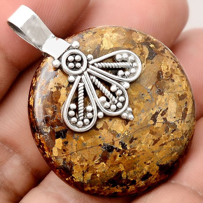 Natural Bronzite Pendant SDP88724 P-1469, 32x32 mm