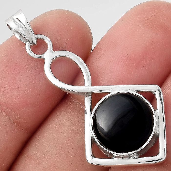 Natural Black Onyx - Brazil Pendant SDP88953 P-1011, 12x12 mm