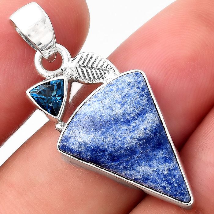 Dumortierite Quartz & London Blue Topaz Pendant SDP89009 P-1652, 15x20 mm