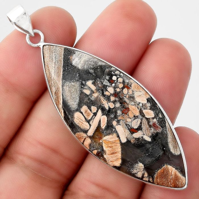 Natural Tabu Jasper Pendant SDP89397 P-1001, 21x51 mm