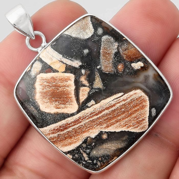 Natural Tabu Jasper Pendant SDP89507 P-1001, 28x29 mm