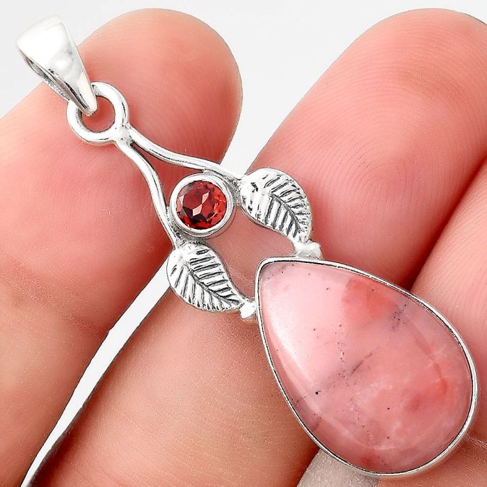 Guava Quartz - Brazil and Garnet Pendant SDP89794 P-1416, 13x20 mm