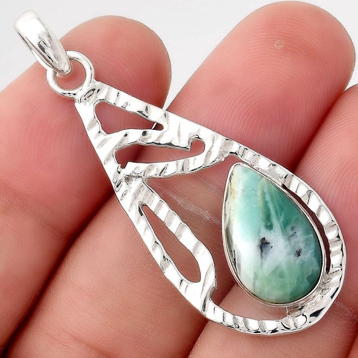 Dendritic Chrysoprase - Africa 925 Sterling Silver Pendant Jewelry SDP90017 P-1657, 10x16 mm