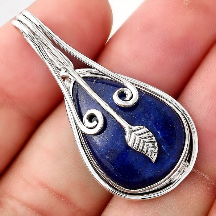 Leaf - Natural Lapis - Afghanistan Pendant SDP90041 P-1643, 16x23 mm