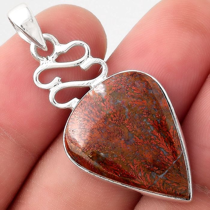 Natural Red Moss Agate Pendant SDP90939 P-1554, 18x23 mm