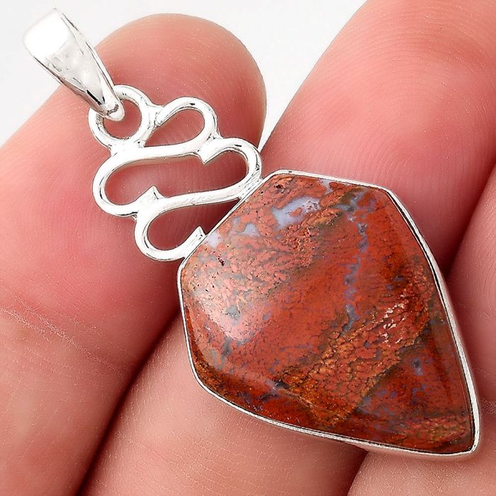 Natural Red Moss Agate Pendant SDP90943 P-1554, 18x23 mm