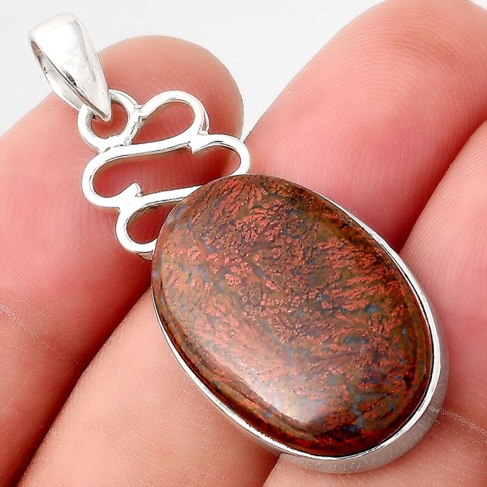 Natural Red Moss Agate Pendant SDP90959 P-1554, 16x24 mm