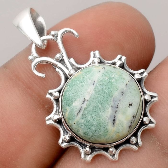 Dendritic Chrysoprase - Africa 925 Sterling Silver Pendant Jewelry SDP91120 P-1249, 14x14 mm