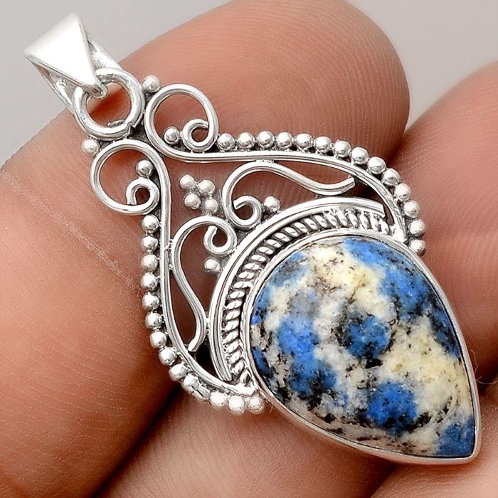 Natural K2 Blue - Azurite In Quartz Pendant SDP91204 P-1541, 13x18 mm