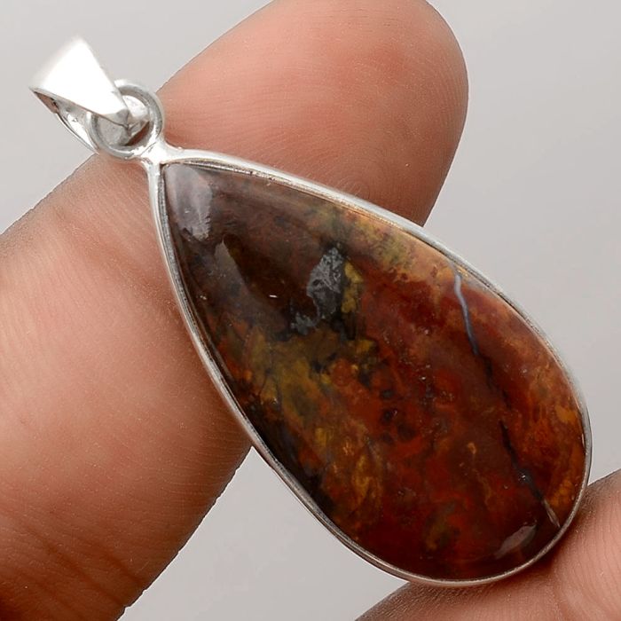 Natural Red Moss Agate Pendant SDP91353 P-1001, 17x33 mm
