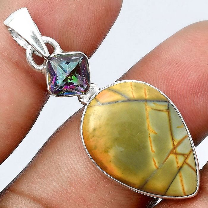 Natural Cherry Creek & Mystic Topaz Pendant SDP92229 P-1098, 17x23 mm