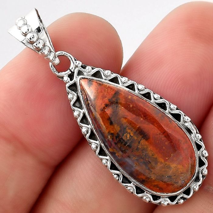 Natural Red Moss Agate Pendant SDP93279 P-1514, 11x23 mm