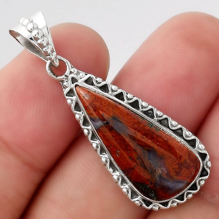 Natural Red Moss Agate Pendant SDP93301 P-1514, 11x24 mm