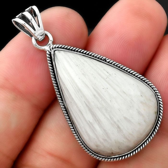 Natural White Scolecite Pendant SDP94779 P-1056, 20x29 mm