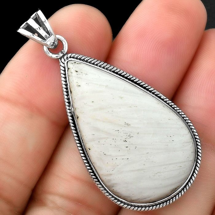 Natural White Scolecite Pendant SDP94826 P-1056, 20x33 mm