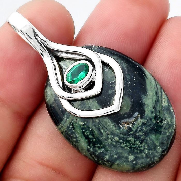 Star Galaxy Jasper & Green Tourmaline Pendant SDP95018 P-1562, 20x30 mm