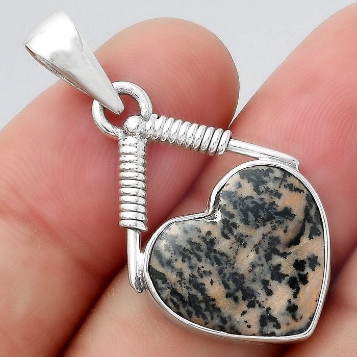 Valentine Gift Heart Russian Honey Dendrite Opal Pendant SDP95059 P-1600, 16x17 mm