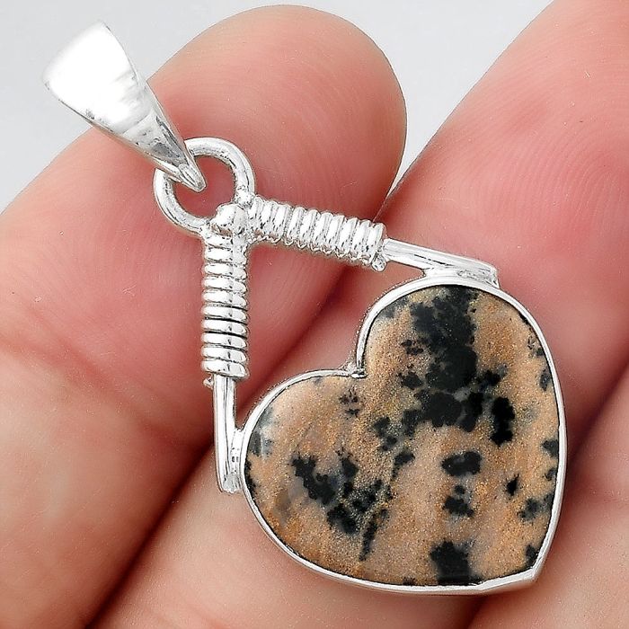 Valentine Gift Heart Russian Honey Dendrite Opal Pendant SDP95065 P-1600, 17x18 mm