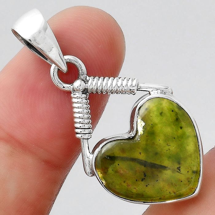 Valentine Gift Heart Natural Chrome Chalcedony Pendant SDP95091 P-1600, 16x17 mm