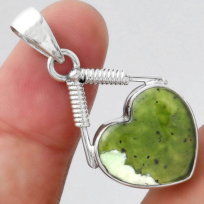 Valentine Gift Heart Natural Chrome Chalcedony Pendant SDP95103 P-1600, 16x17 mm