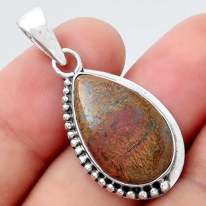 Natural Red Moss Agate Pendant SDP95355 P-1326, 13x21 mm