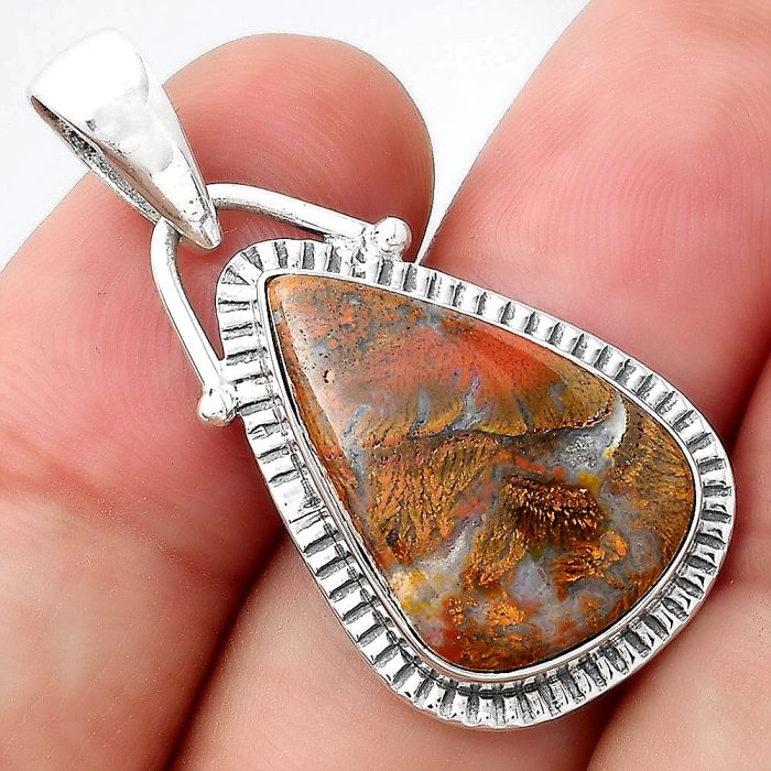 Natural Red Moss Agate Pendant SDP95529 P-1367, 14x21 mm