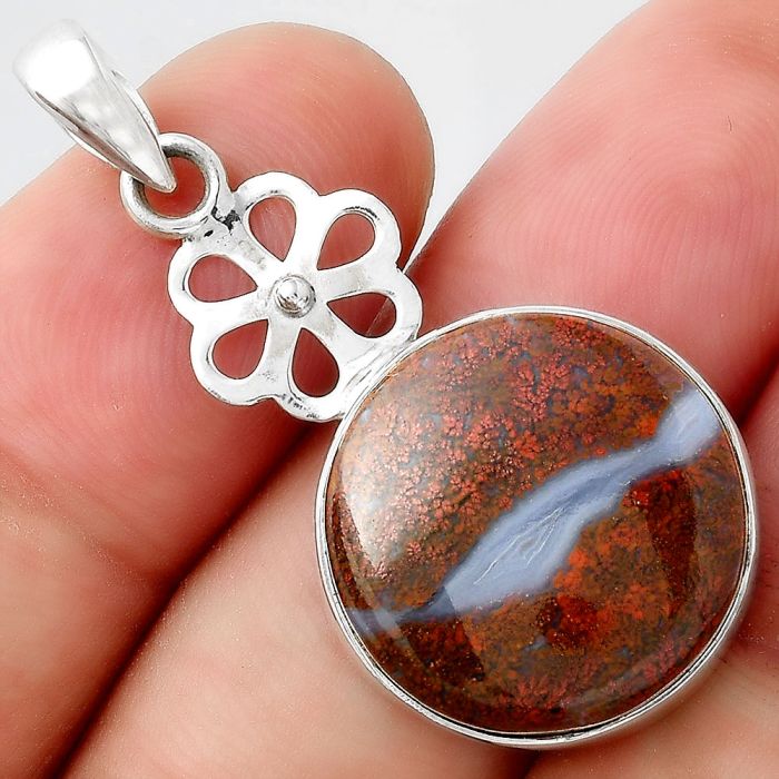 Natural Red Moss Agate Pendant SDP95769 P-1634, 18x18 mm