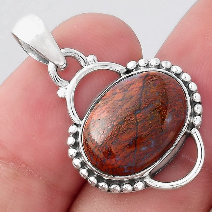 Natural Red Moss Agate Pendant SDP95971 P-1639, 12x16 mm