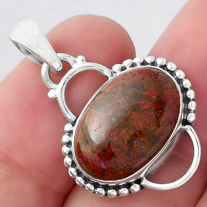 Natural Red Moss Agate Pendant SDP95974 P-1639, 12x17 mm