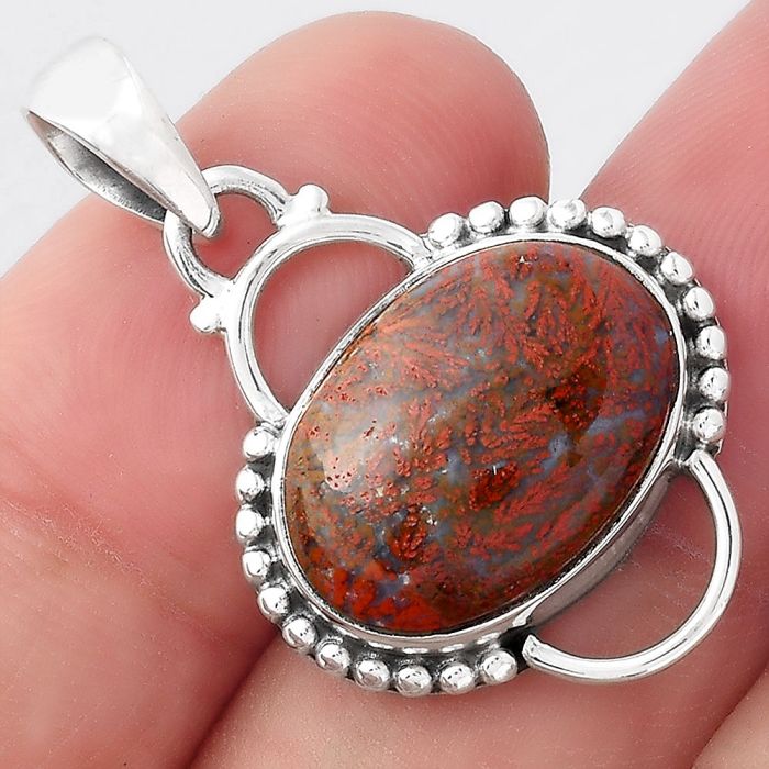 Natural Red Moss Agate Pendant SDP95975 P-1639, 12x17 mm