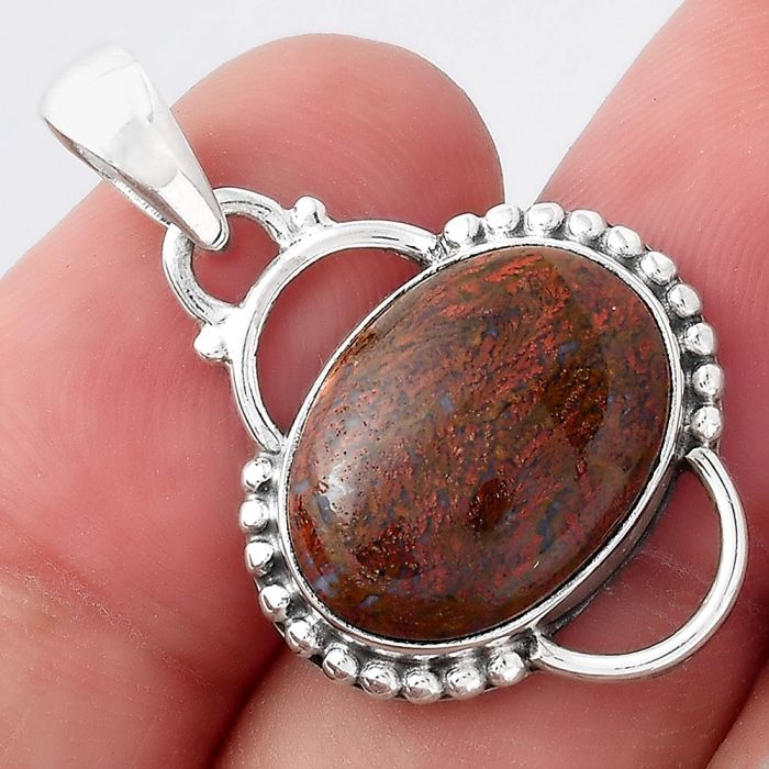 Natural Red Moss Agate Pendant SDP95977 P-1639, 12x16 mm