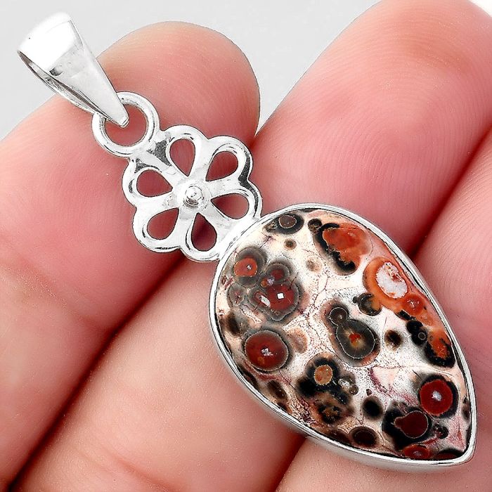 Natural Leopard Skin Jasper Pendant SDP96106 P-1634, 15x24 mm