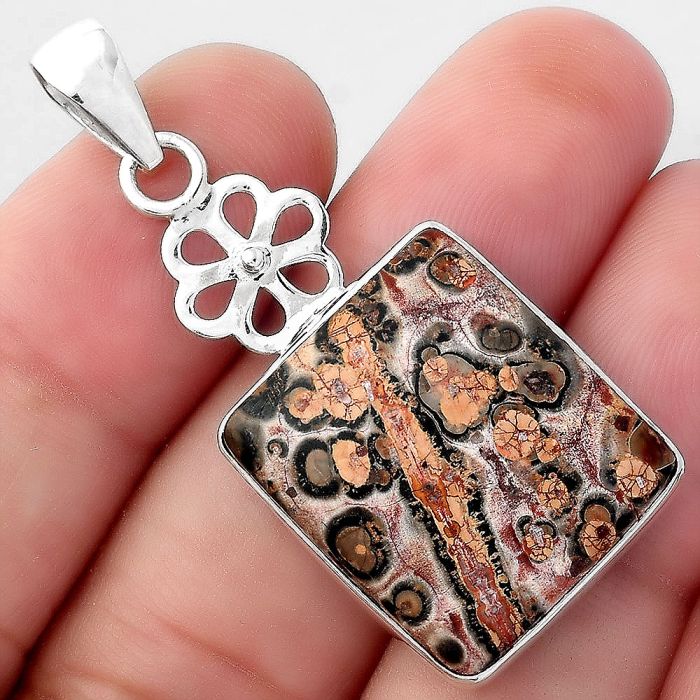 Natural Leopard Skin Jasper Pendant SDP96135 P-1634, 19x21 mm