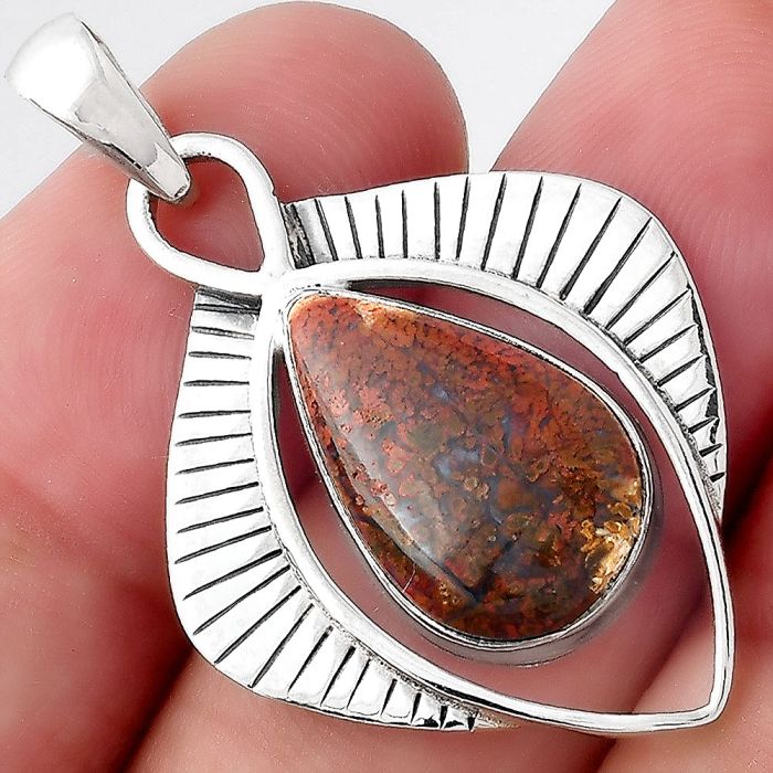 Natural Red Moss Agate Pendant SDP96848 P-1402, 11x17 mm