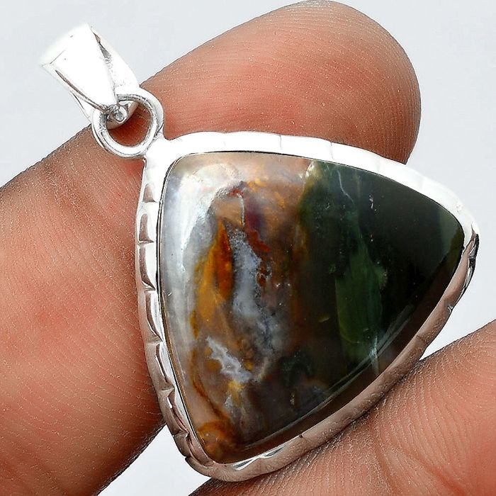 Natural Purple Cow Jasper Pendant SDP97059 P-1110, 21x24 mm