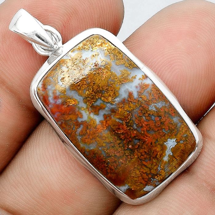 Natural Red Moss Agate Pendant SDP97079 P-1110, 16x26 mm
