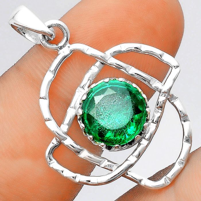 Lab Created Zambian Emerald Pendant SDP97466 P-1370, 10x10 mm