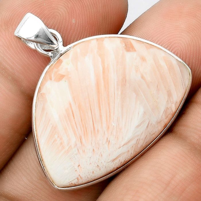 Natural Orange Scolecite - India Pendant SDP97532 P-1001, 20x28 mm