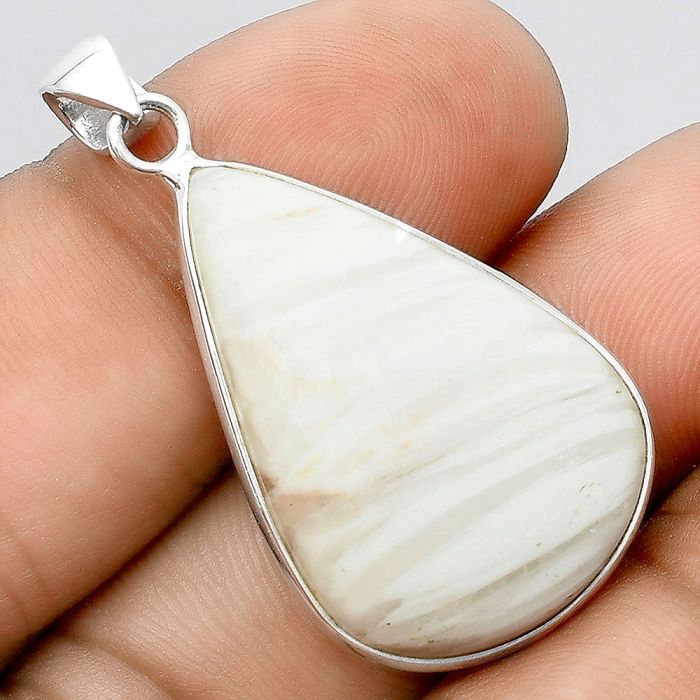 Natural White Scolecite Pendant SDP97541 P-1001, 20x29 mm