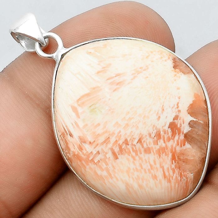 Natural Orange Scolecite - India Pendant SDP97658 P-1001, 24x29 mm